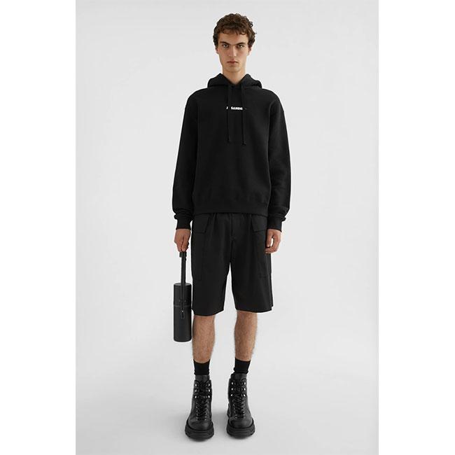 [SALE] JIL SANDER+ ジルサンダープラス ロゴ プルオーバー スウェットパーカー J47GU0129 J20039 黒 ブラック メンズの画像