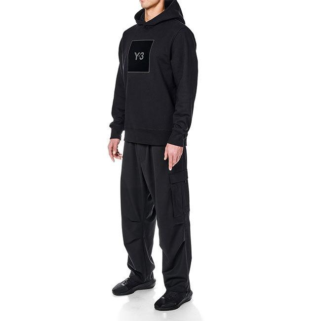 Y-3 ワイスリー スクエアラベルロゴ プルオーバー スウェットパーカー