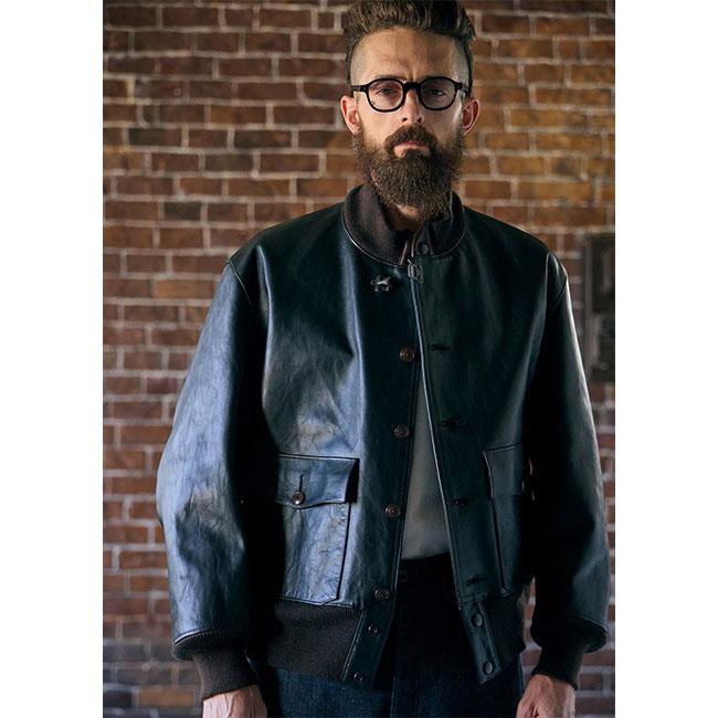 ナイジェルケーボン　ネイビー スタジャン レザー袖 楽天市場】Nigel Cabourn ナイジェルケーボン M-42 デッキジャケット