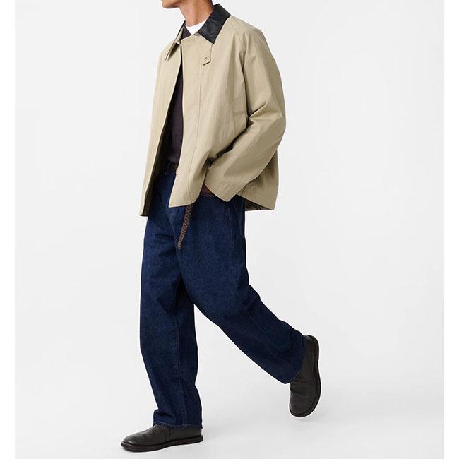 STUDIO NICHOLSON スタジオニコルソン DANI JACKET 襟レザー ジャケット SNM-1438 ベージュ 撥水 メンズの画像