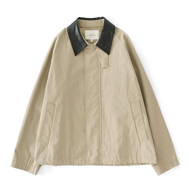 STUDIO NICHOLSON スタジオニコルソン DANI JACKET 襟レザー ジャケット SNM-1438 ベージュ 撥水 メンズの画像