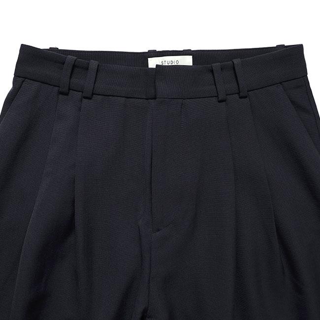 STUDIO NICHOLSON スタジオニコルソン LINE DOUBLE PLEAT VOLUME PANT ダブルプリーツ ボリュームパンツ LINE SNM-1185 紺 ネイビー ワイドパンツ メンズの画像