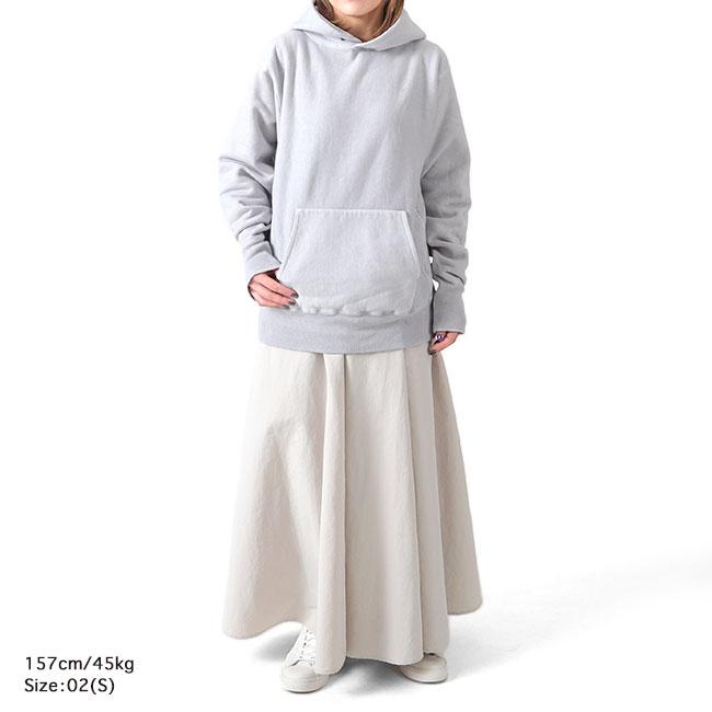 ATON ナチュラルダイ染めライトグレーパーカー フード付き