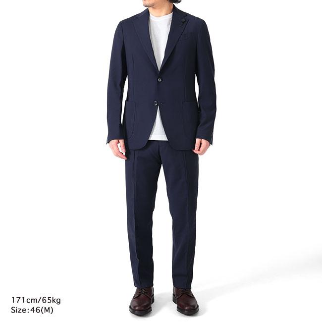 LARDINI ウールトロピカル ネイビージャケット3B 50 本切羽 裏地無 ラルディーニ LARDINI ウールリネン3Bジャケット （NAVY