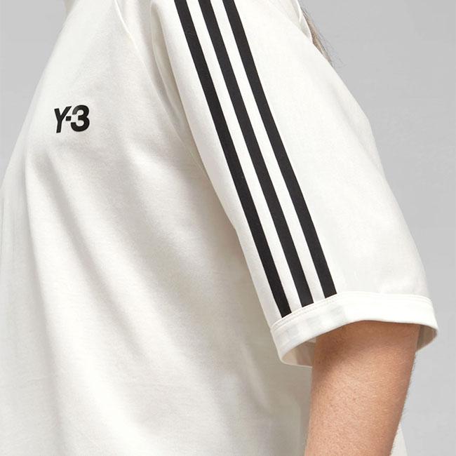 Y-3 ストライプ Tシャツ ホワイト 半袖 ロゴ メンズ Y-3 ワイスリー 3ストライプス オーバーサイズ ロゴ Tシャツ