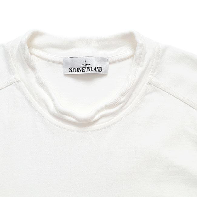 STONE ISLAND ストーンアイランド オーガニックコットン スウェットTシャツ 6100030 白 ホワイト ロンT 長袖Tシャツ メンズの画像