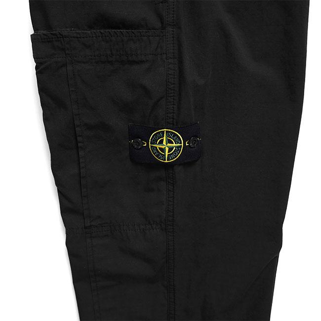 STONE ISLAND ストーンアイランド リップストップ ルーズフィット カーゴパンツ 3100007 黒 ブラック ワイドパンツ メンズの画像