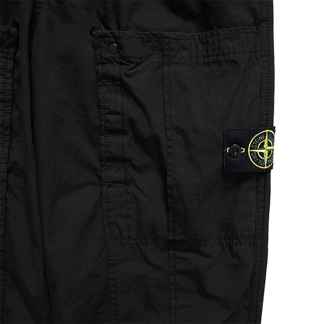STONE ISLAND ストーンアイランド リップストップ ルーズフィット カーゴパンツ 3100007 黒 ブラック ワイドパンツ メンズの画像