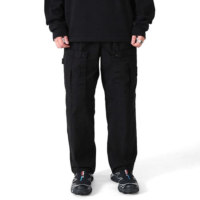 STONE ISLAND ストーンアイランド リップストップ ルーズフィット カーゴパンツ 3100007 黒 ブラック ワイドパンツ メンズの画像