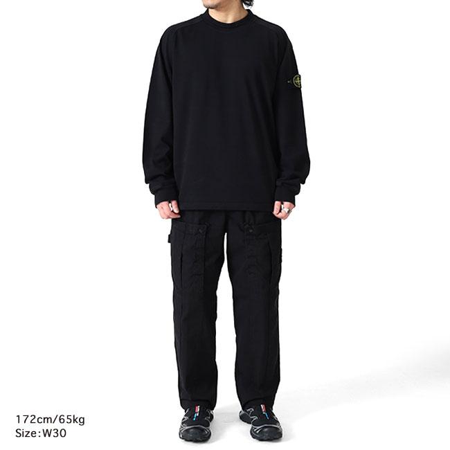STONE ISLAND ストーンアイランド リップストップ ルーズフィット カーゴパンツ 3100007 黒 ブラック ワイドパンツ メンズの画像
