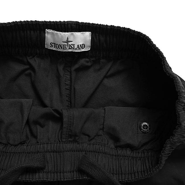 STONE ISLAND ストーンアイランド リップストップ ルーズフィット カーゴパンツ 3100007 黒 ブラック ワイドパンツ メンズの画像