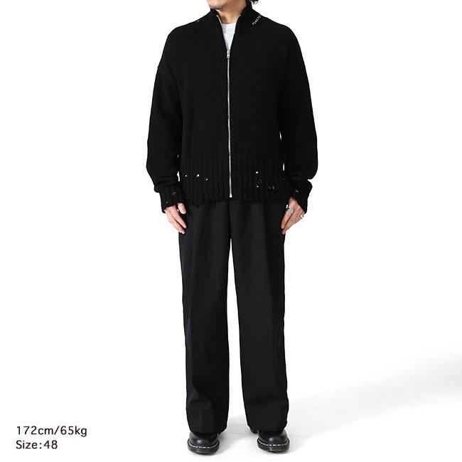 MARNI マルニ スタンドカラー ダメージ コットンニット ジップカーディガン CDMG0188A0 UFC652 黒 ブラック メンズの画像