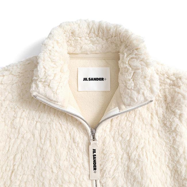 [TIME SALE] JIL SANDER+ ジルサンダープラス ボアフリース スタンドカラー ジップジャケット J47GU0011 J20088 白 ホワイト メンズの画像