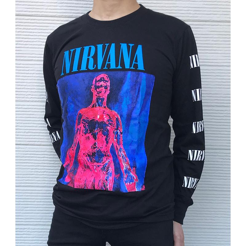 バンドtシャツ ロックtシャツ 長袖 NIRVANA Tシャツ ニルバーナ ロンt ニルヴァーナ nirvana tシャツ ロングスリーブ  UVERworld ウーバーワールド