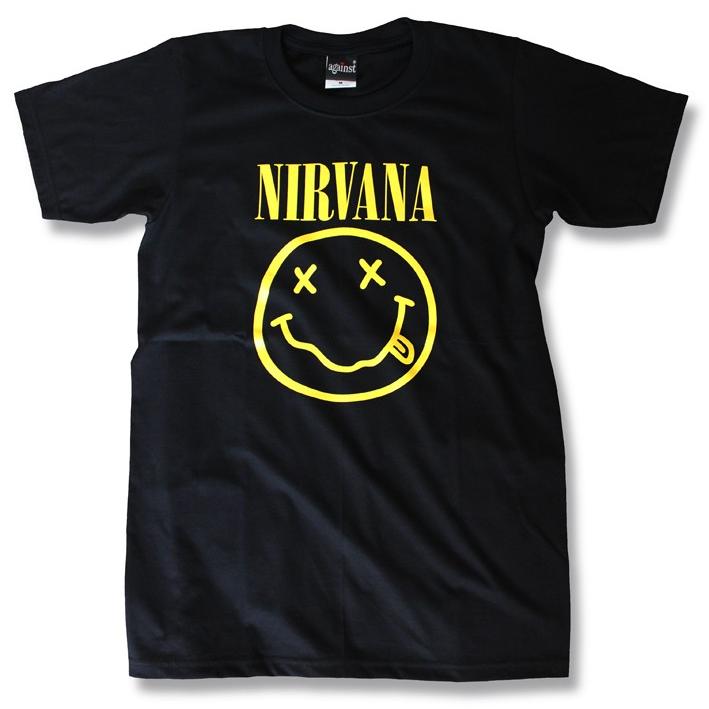 ニルバーナ tシャツ Nirvana tシャツ ロックtシャツ バンドtシャツ ニコちゃん スマイル 得トク2WEEKS｜golden-t｜02