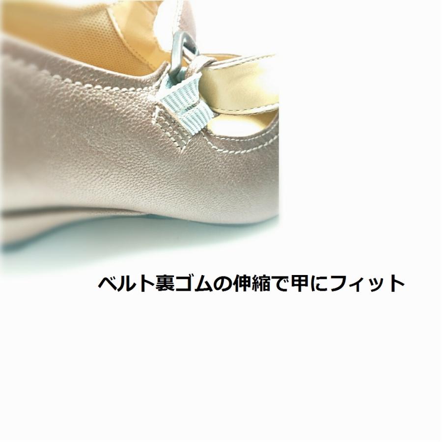 ゴールデンフット カジュアルパンプス ストラップ オフィス 幅広 3E 本