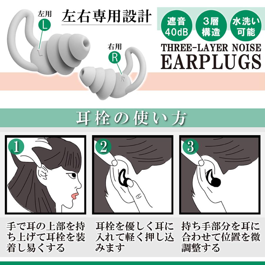 耳栓 高性能 防音 睡眠 シリコン イヤープロテクター 耳せん 騒音 睡眠用 勉強 いびき 飛行機 人気 痛くない 洗える いびき対策 工事現場｜goldengate｜02