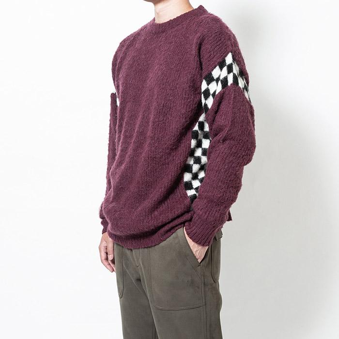 SON OF THE CHEESE サノバチーズ SC1820-KN06 SPECIALS KNIT WINE スペシャルズ ニット ワイン セーター モヘア チェッカー メンズ レディース 送料無料｜goldentijuana｜04