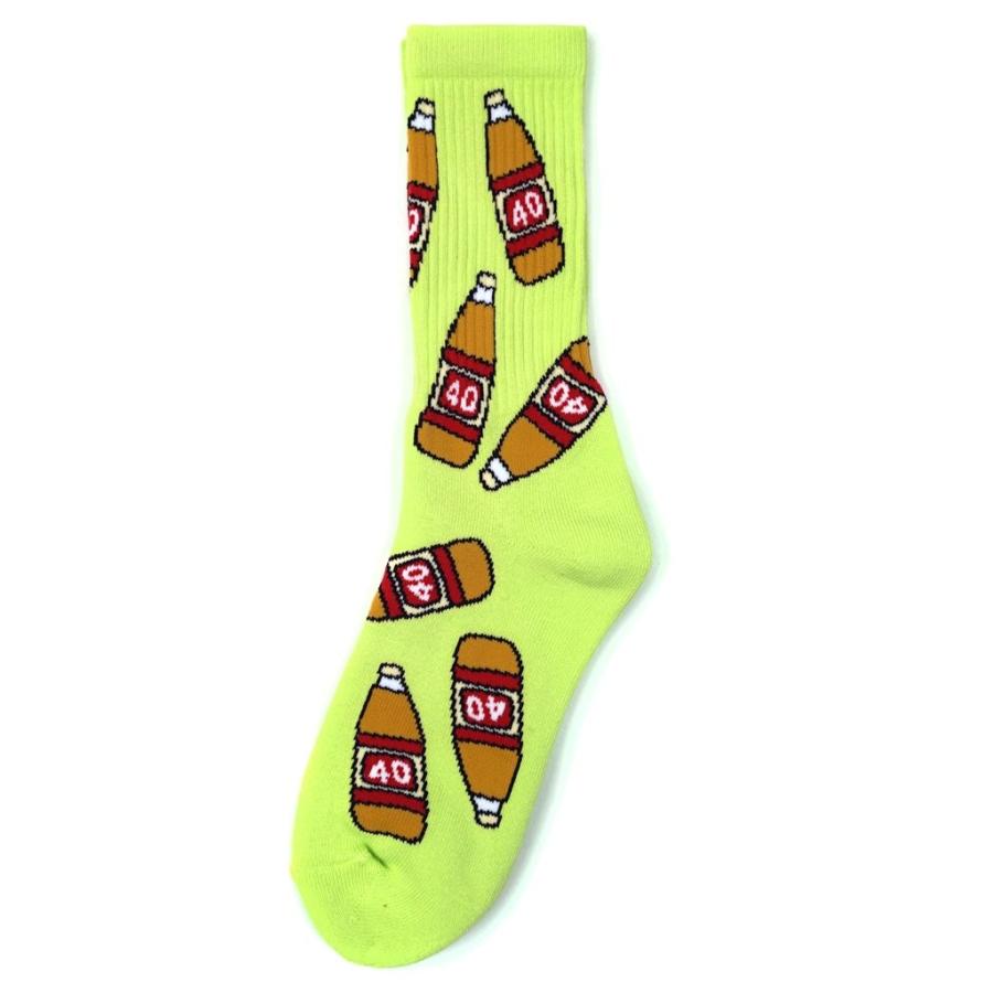 40s Shorties フォーティーズ ショーティーズ 40 Bottle Socks オリジナル ボトル ソックス 靴下 総柄 蛍光 イエロー メンズ ユニセックス Golden Tijuana 通販 Yahoo ショッピング