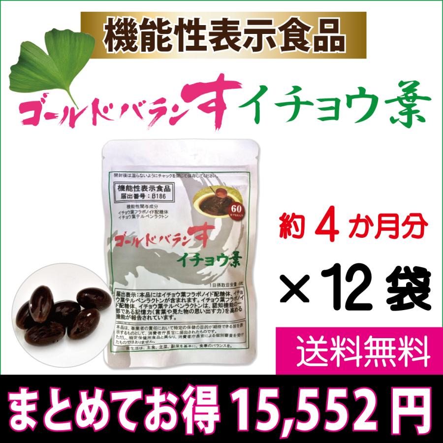 ゴールドバランす イチョウ葉　12袋　エキス　サプリ 　テルペンラクトン　フラボノイド　機能性表示食品　送料無料