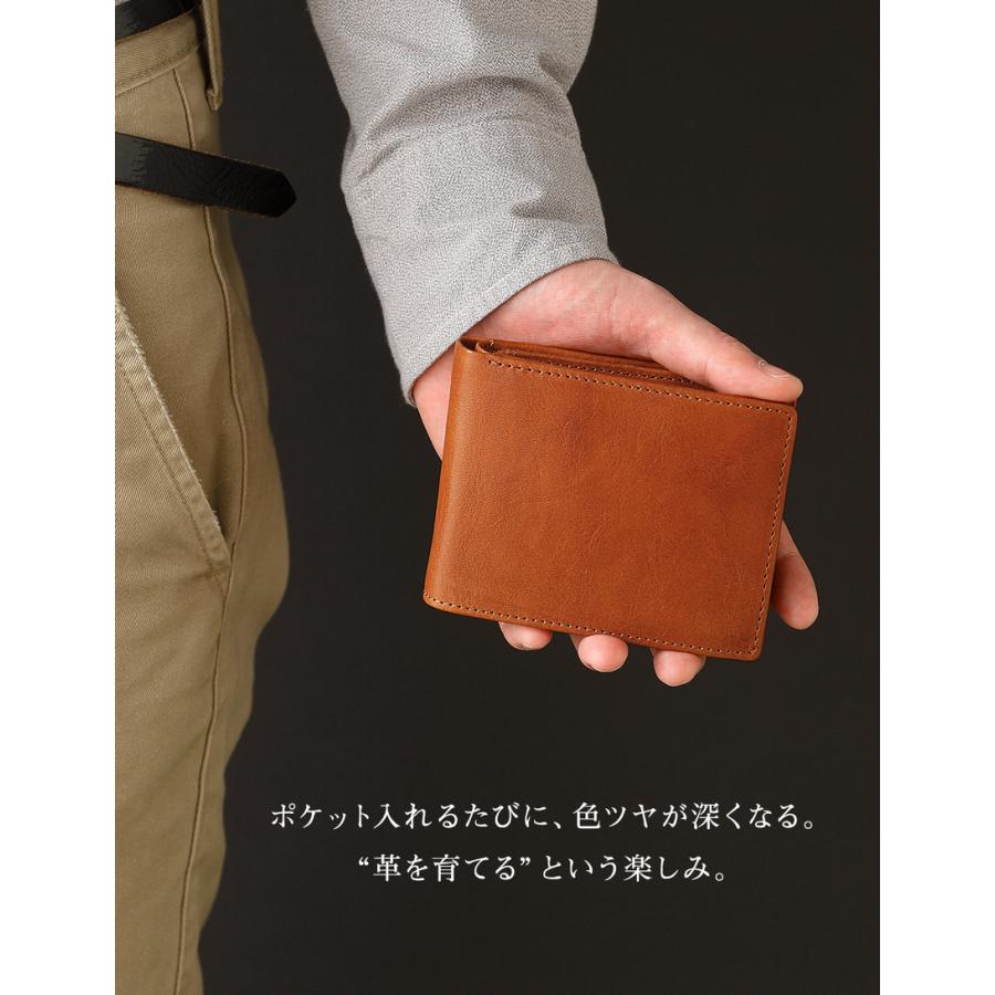 メンズ 本革 二つ折り財布 小銭入れが開く財布 イタリアン レザー 小銭入れあり 使いやすい シンプル コンパクト ギフト 父の日 ブランド 30代 40代 GW111｜goldmen｜05