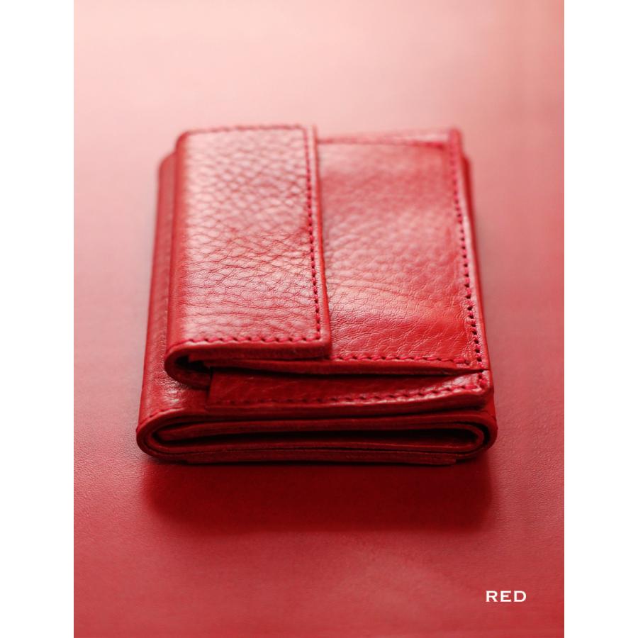 日本製 本革 三つ折り財布 ボックス型 小銭入れ付き 薄型 コンパクト