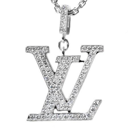 ルイヴィトン パンダンティフ LV GM ダイヤモンド ネックレス K18WG ルイヴィトン パンダンティフ LV GM ダイヤモンド ネックレス K18WG