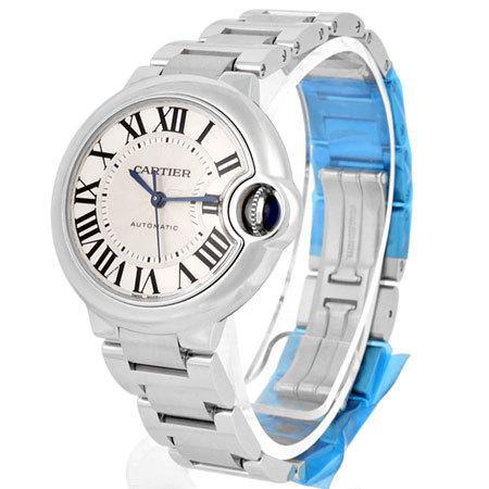 カルティエ 時計 バロンブルー 33mm SS レディース 自動巻き シルバー  