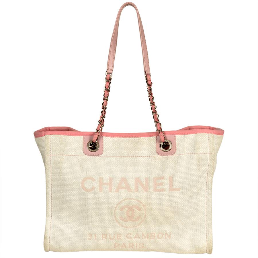 CHANEL（シャネル） ドーヴィルMM チェーン トートバッグ ストロー