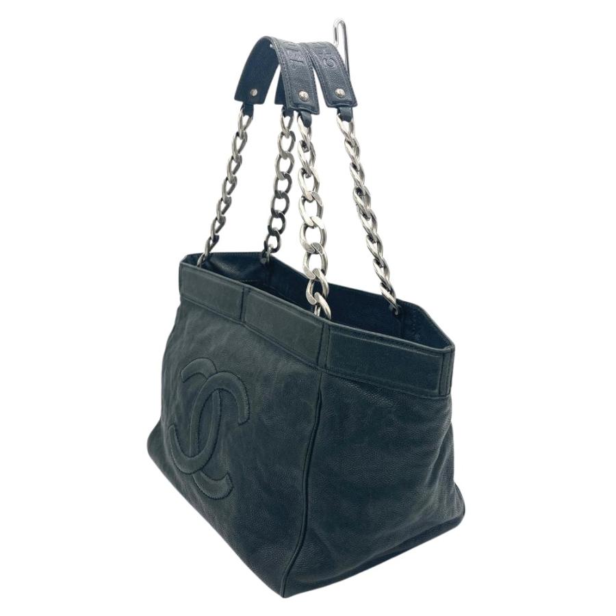 キャビアスキン シャネル CHANEL チェーン トートバッグ ブラック