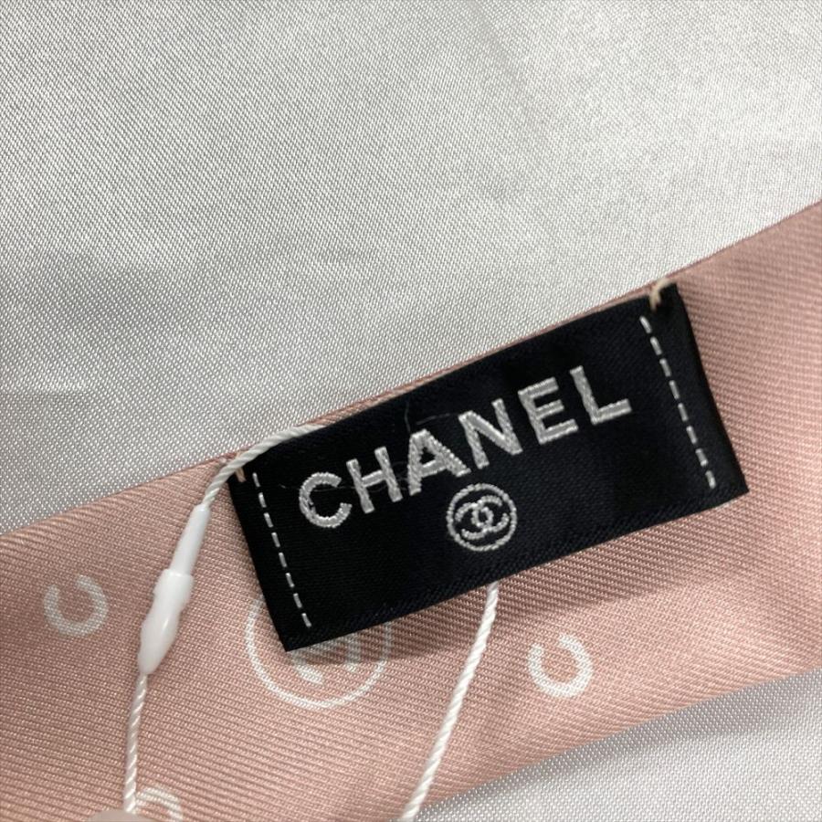 【美品】CHANEL シャネル　スカーフ　ココマーク　星　リボン　帽子　チャーム CHANEL シャネル ココマーク リボン バンダナ スカーフ 89cm ピンク