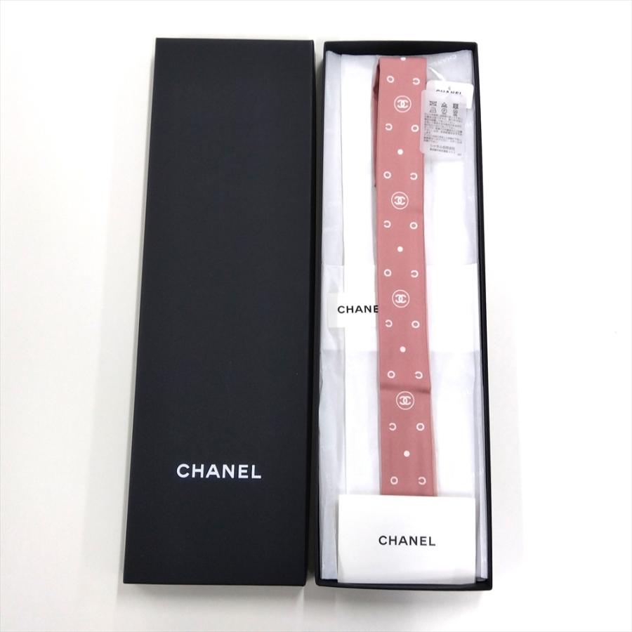 CHANEL シャネル ココマーク リボン バンダナ スカーフ 89cm ピンク