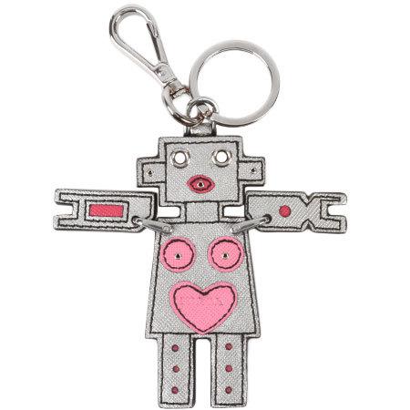 空*！様 ★美品★プラダ　PRADA ロボット型キーホルダー シルバー ピンク PRADA（プラダ） バッグチャーム ロボット シルバー 1AR287 : ゴールド