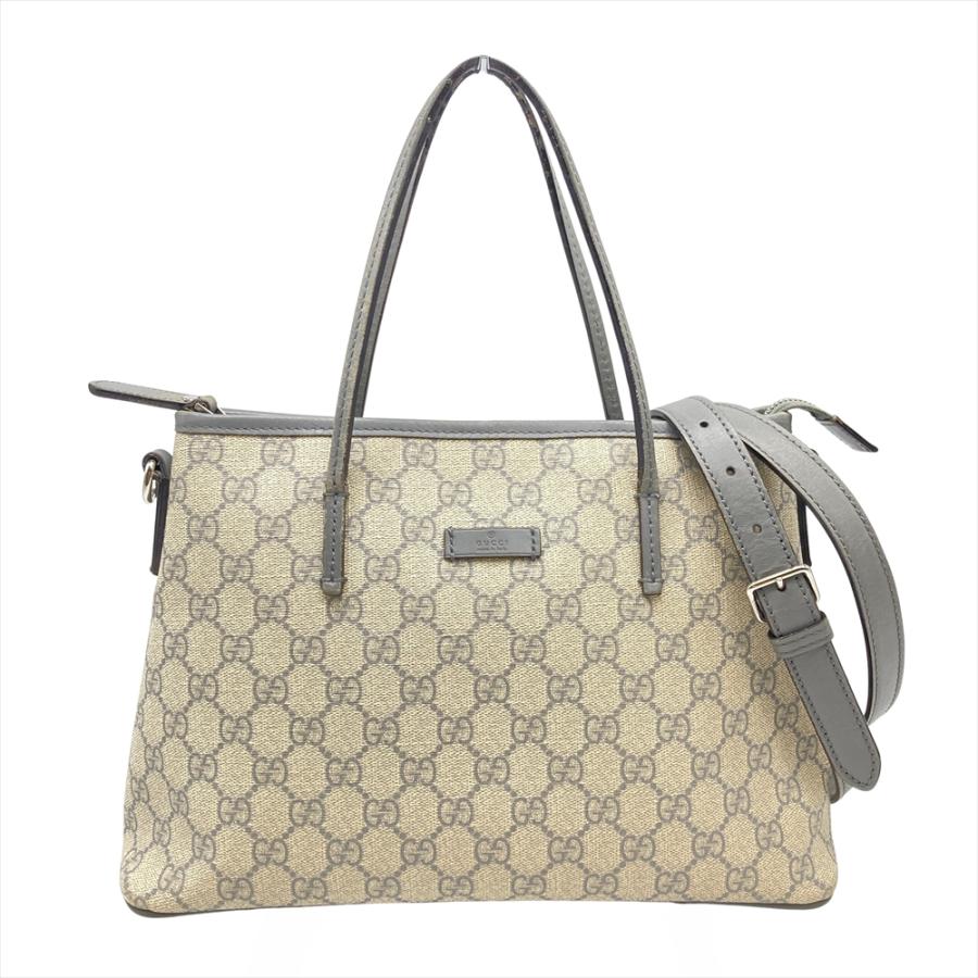 GUCCI グッチGG モノグラム キャンバストートバッグ シルバー金具 GUCCI（グッチ） トートバッグ 2WAY GGスプリームキャンバス レザー