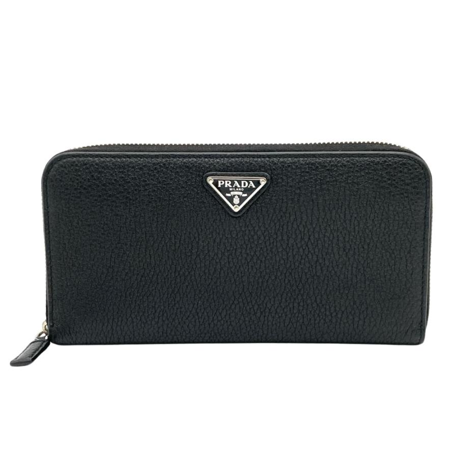 PRADA（プラダ） ラウンドファスナー 長財布 2ML317 ブラック シルバー