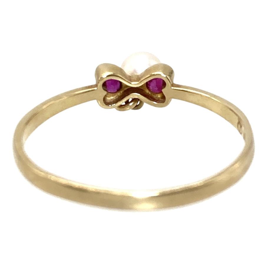 タサキ TASAKI ベビーパール チャーム リボン リング 指輪 ルビー 約
