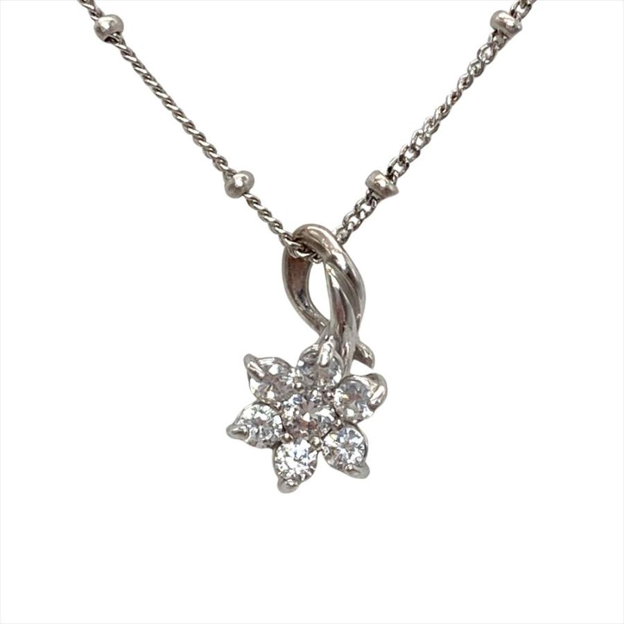 スタージュエリー STAR JEWELRY フラワー モチーフ ネックレス K18WG