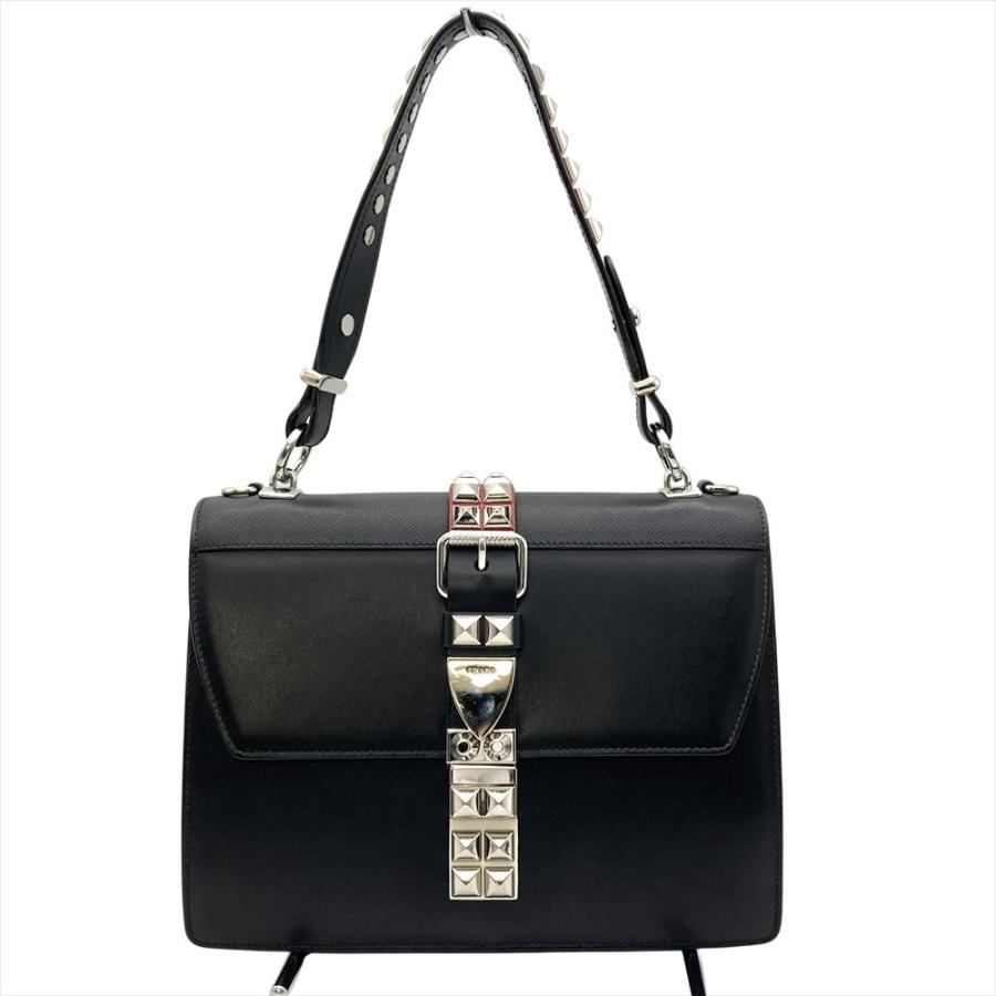 PRADA スタッズ付きショルダーバッグ PRADA（プラダ） スタッズ ショルダーバッグ 2WAY レザー 1BA179