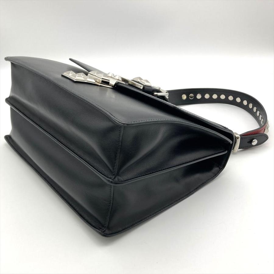 （超レア・美品）PRADA ブラック レザー ハンドバッグ ゴールドスタッズ PRADA（プラダ） スタッズ ショルダーバッグ 2WAY レザー 1BA179