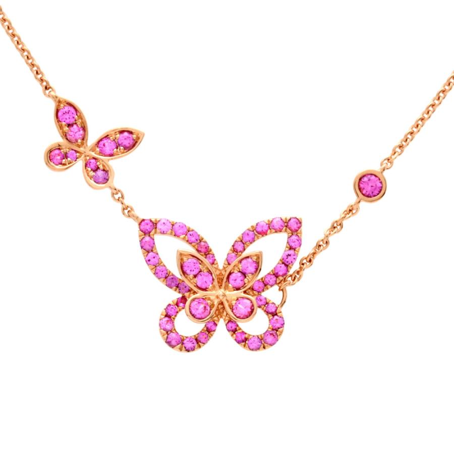 グラフ GRAFF ダブル バタフライ シルエット ネックレス ピンク