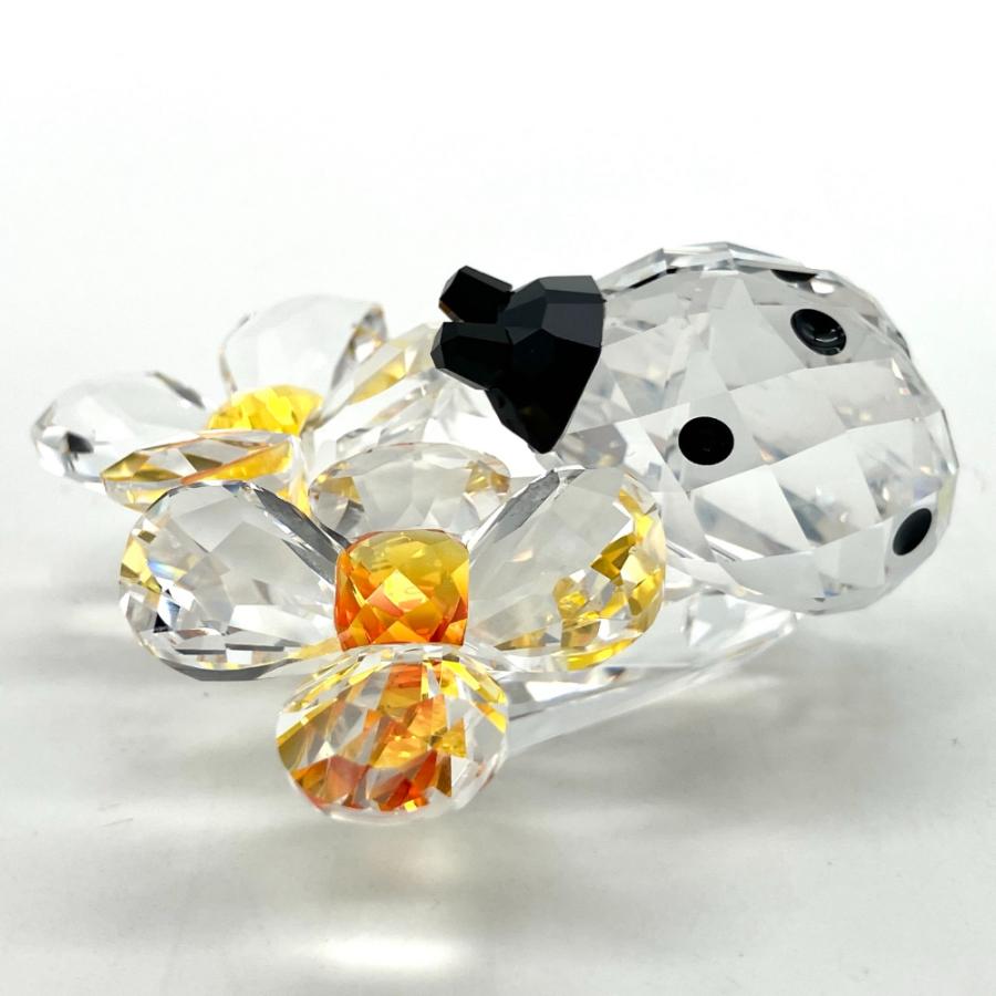 美品　スワロフスキー SWAROVSKI 花とテントウムシ オブジェ 置物 SWAROVSKI スワロフスキー 花とテントウムシ オブジェ 置物
