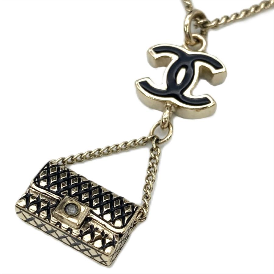 【美品】CHANELココマーク マトラッセ　バッグ型 ゴールド チャーム CHANEL（シャネル） ココマーク マトラッセ ネックレス メタル 09A