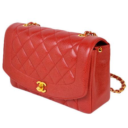 シャネル CHANEL ダイアナ25 A01165 レッド ゴールド金具 キャビアスキン レディース ショルダーバッグ シャネル CHANEL ダイアナ25 A01165 レッド ゴールド金具 キャビア