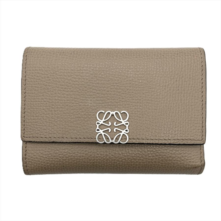LOEWE（ロエベ） アナグラム バーティカル 三つ折り財布 ベージュ