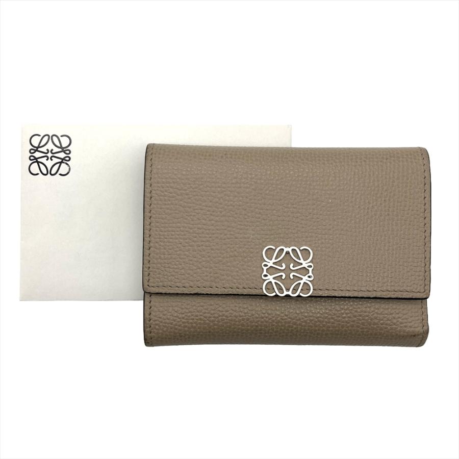 ロエベ　三つ折り財布　バーティカルウォレット　バイカラー　アナグラム　レザー LOEWE（ロエベ） アナグラム バーティカル 三つ折り財布 ベージュ