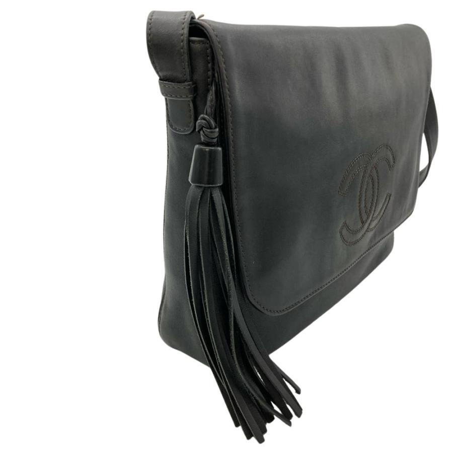 CHANEL ショルダー バッグ デカココ フリンジ ステッチ 黒 ブラック CHANEL（シャネル） デカココ タッセル ショルダーバッグ レザー