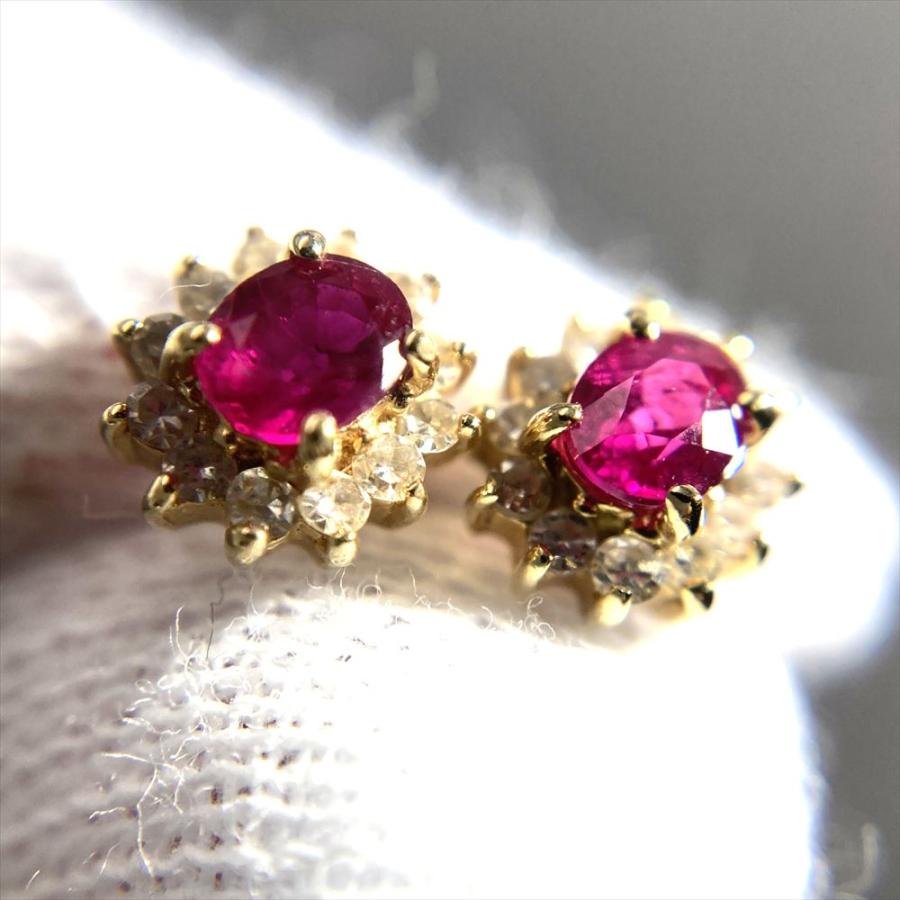 ジュエリーツツミ ピアス ルビー K18YG 1.0g ゴールド金具
