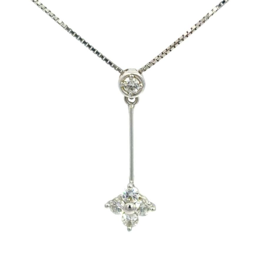 タサキ TASAKI ダイヤモンド スイング ネックレス K18WG 3.0g ホワイト