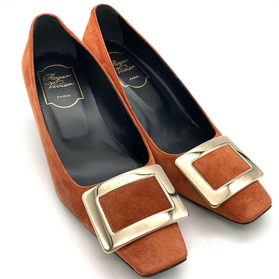 ロジェヴィヴィエ Roger vivier ヒール パンプス オレンジ スウェード