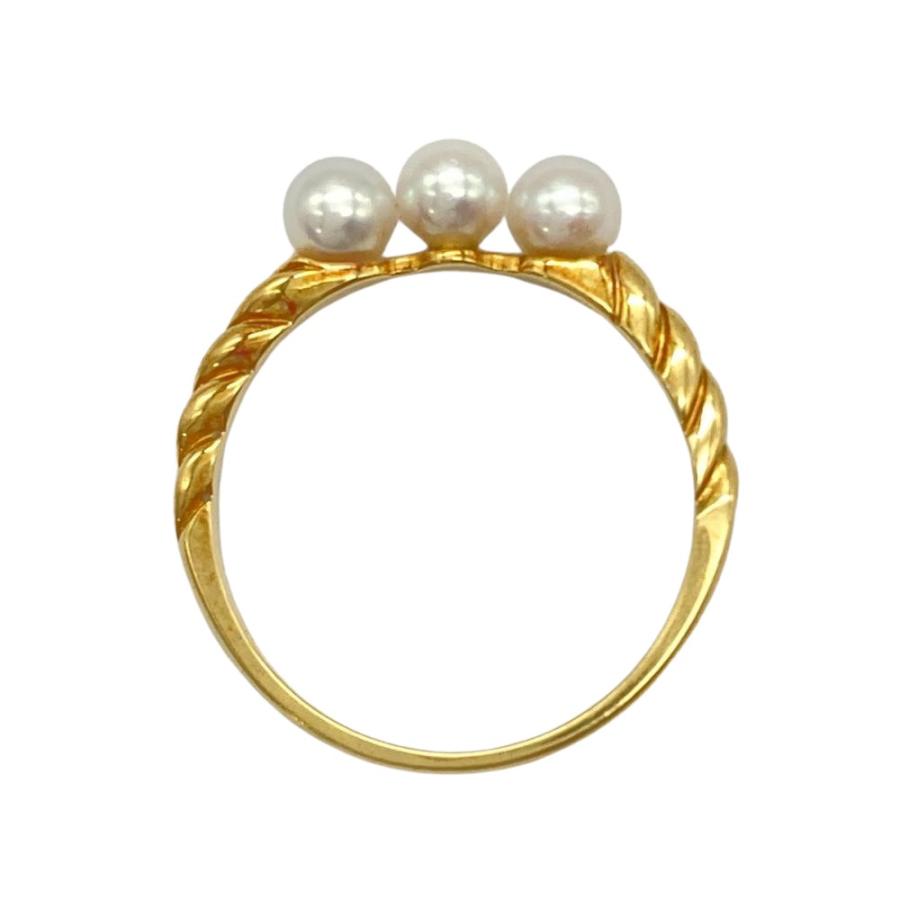 MIKIMOTO 7連 ベビーパールリング イエローゴールド ミキモト 18金